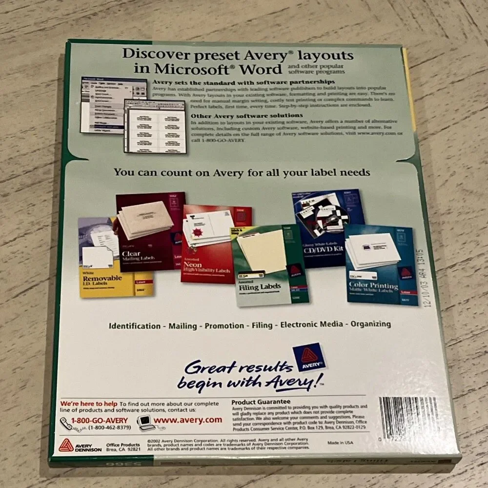 Avery 5366 White File Folder Labels 1/3 Cut TrueBlock Laser Ink Jet 1500Pk